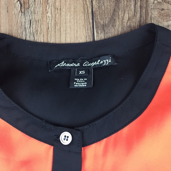 Sandra Angelozzi Orange Colorblock Button Down - Picture 2 of 4